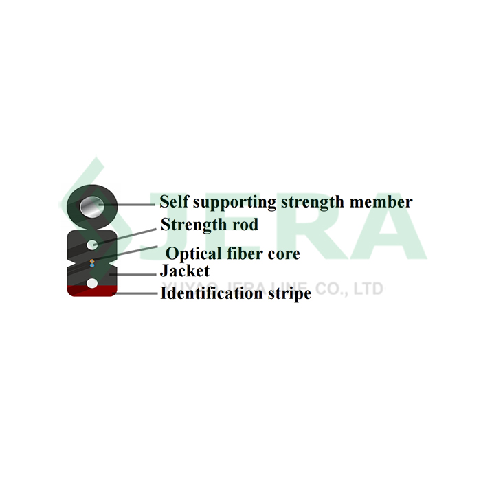 Red strip FO drop cable, 4 fibers