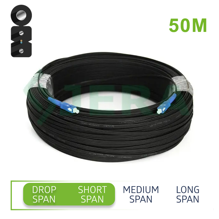 Cablu de conectare FTTH pentru exterior SC/UPC 50M